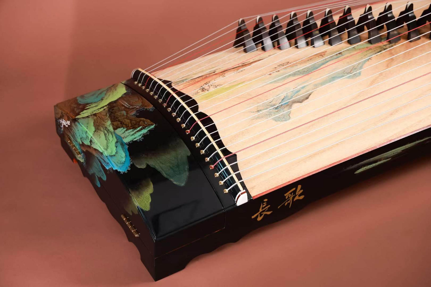 Changge Elite Carved-Out Natural Lacquer Guzheng "Landscape Scenery"