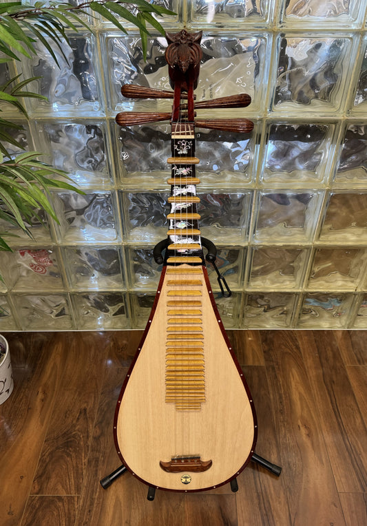 Dan Ty Ba with Inlay Vietanmese Lute Musical Instrument with Mother of Pearl Inlay- Modern Tuning